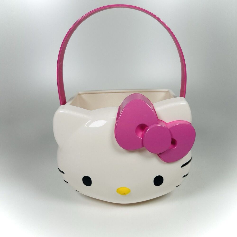 Hello Kitty Plastic Purse Bag Easter Basket Bucket Pink Bow Sanrio 2010 Edible